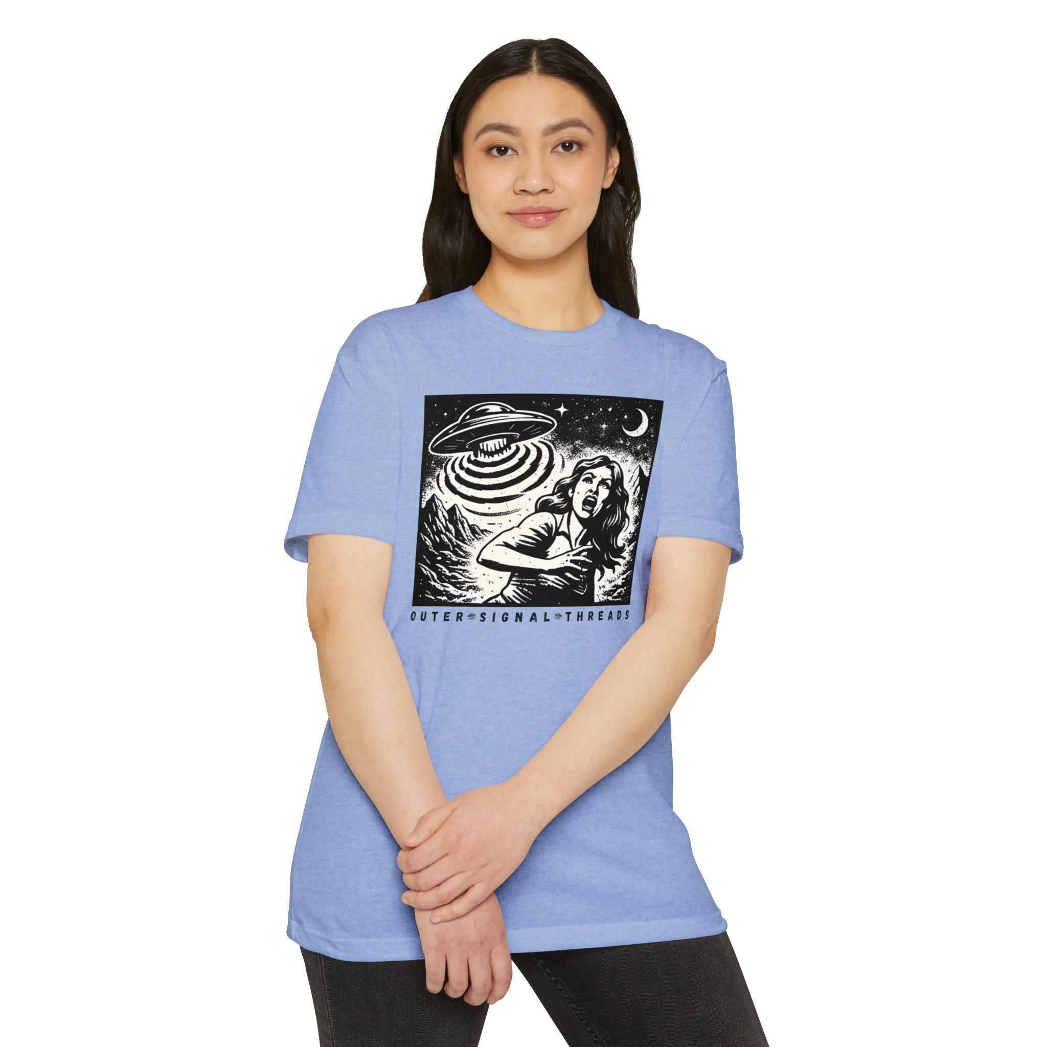 Alien Abduction Graphic T-Shirt — Retro Horror UFO Design