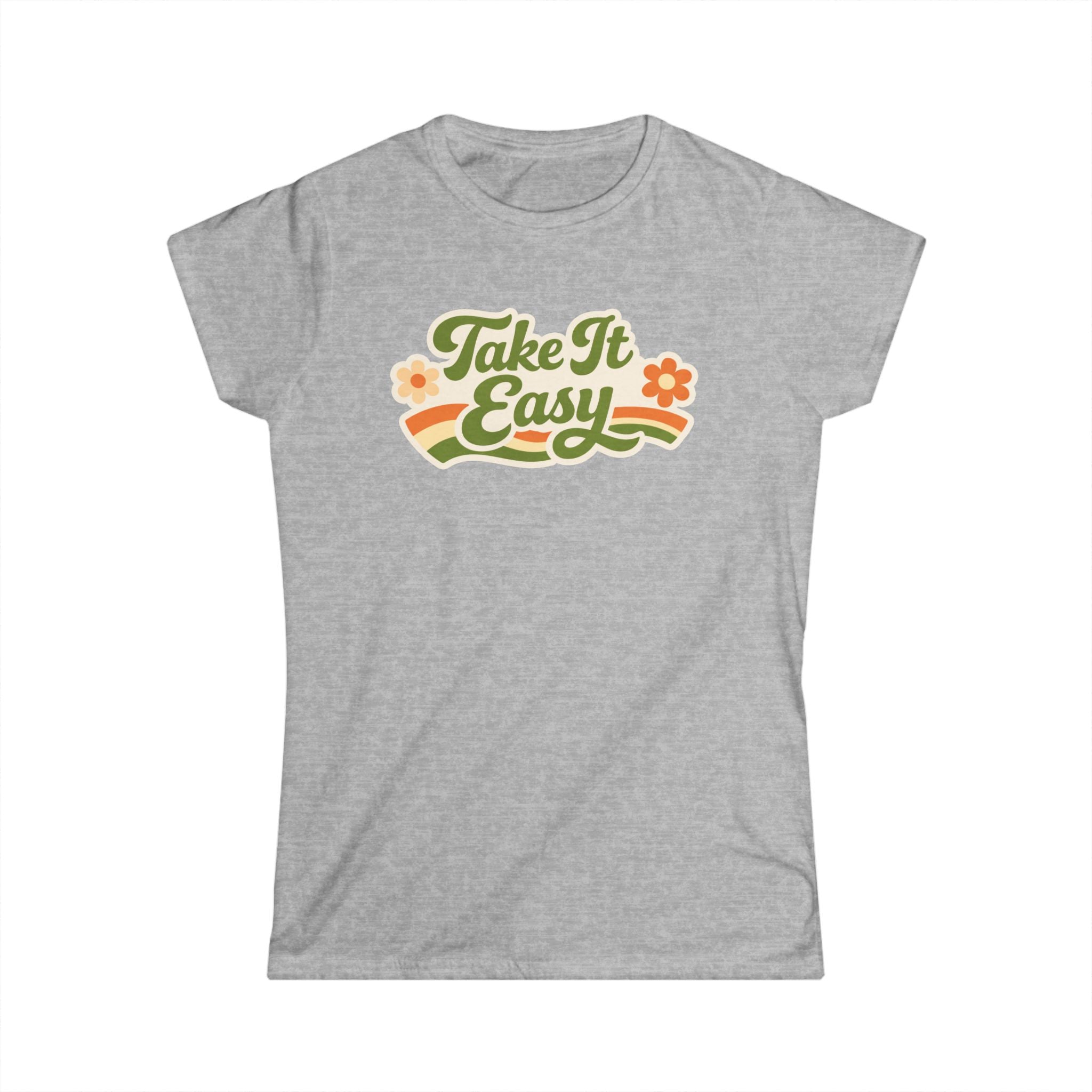 Take It Easy Floral Tee — Retro 70s Vibe Women's T-Shirt