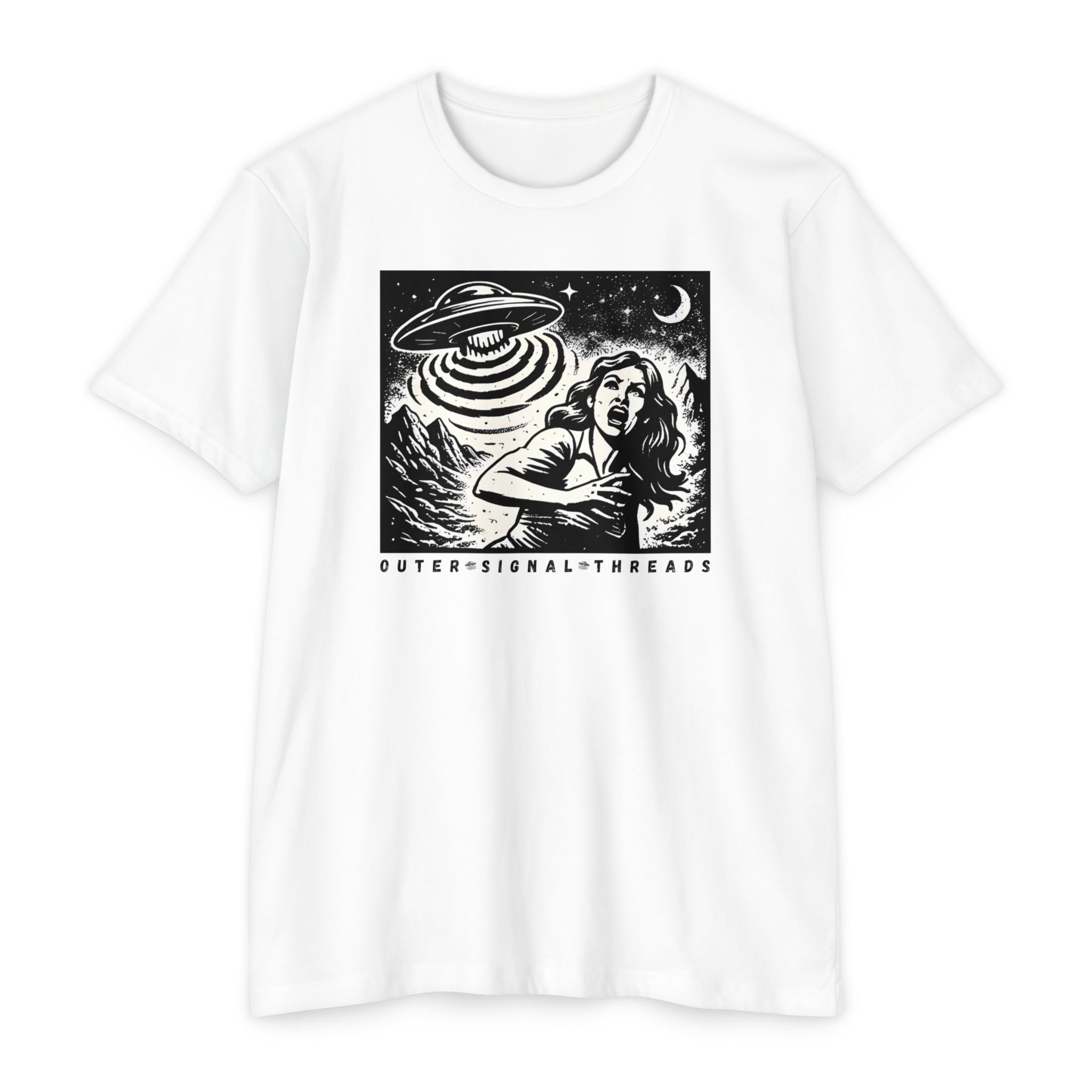 Alien Abduction Graphic T-Shirt — Retro Horror UFO Design