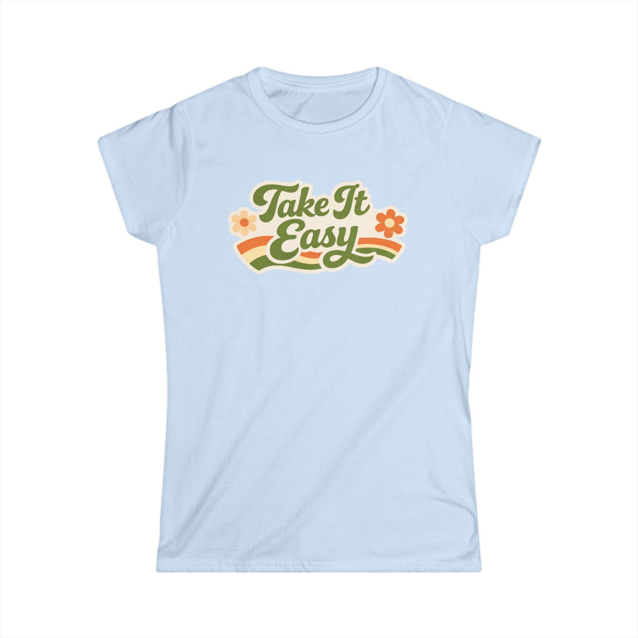 Take It Easy Floral Tee — Retro 70s Vibe Women's T-Shirt