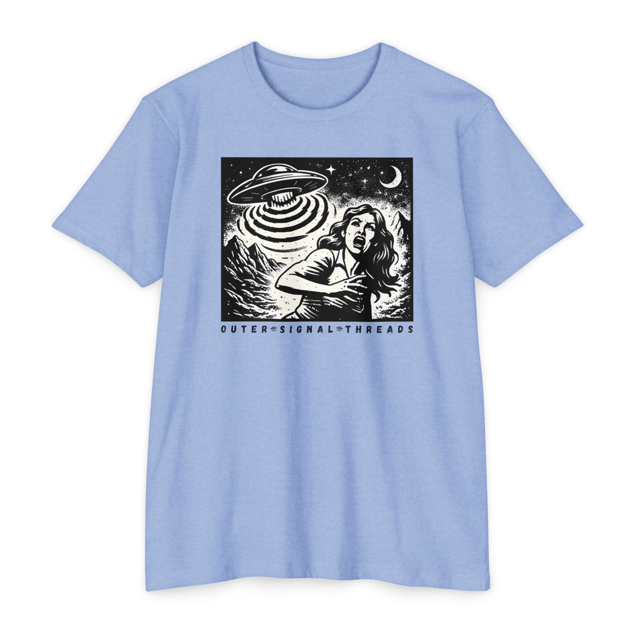 Alien Abduction Graphic T-Shirt — Retro Horror UFO Design