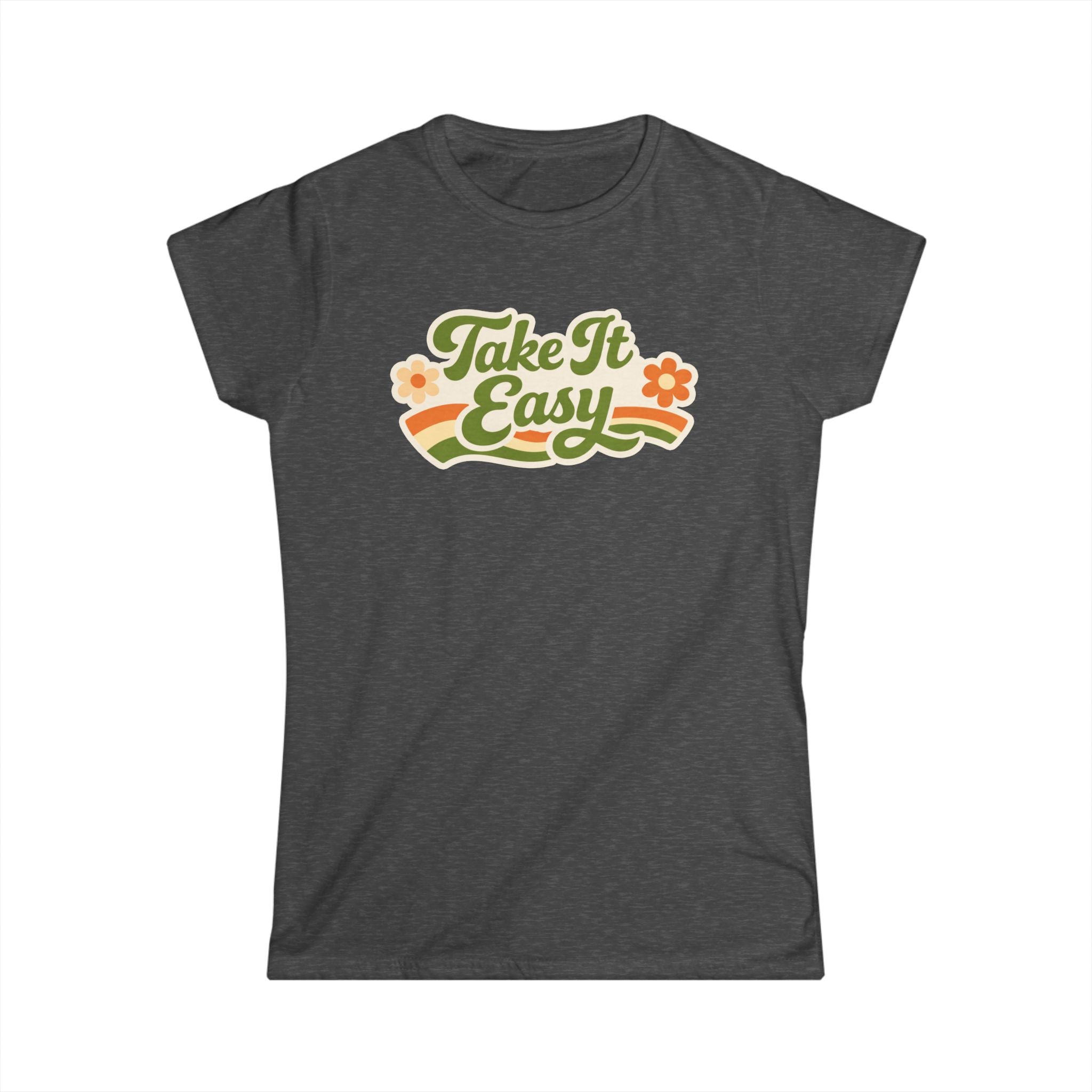 Take It Easy Floral Tee — Retro 70s Vibe Women's T-Shirt