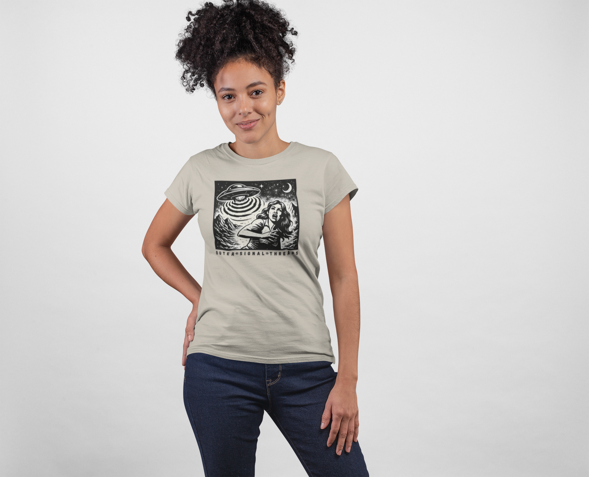 Alien Abduction Graphic T-Shirt — Retro Horror UFO Design