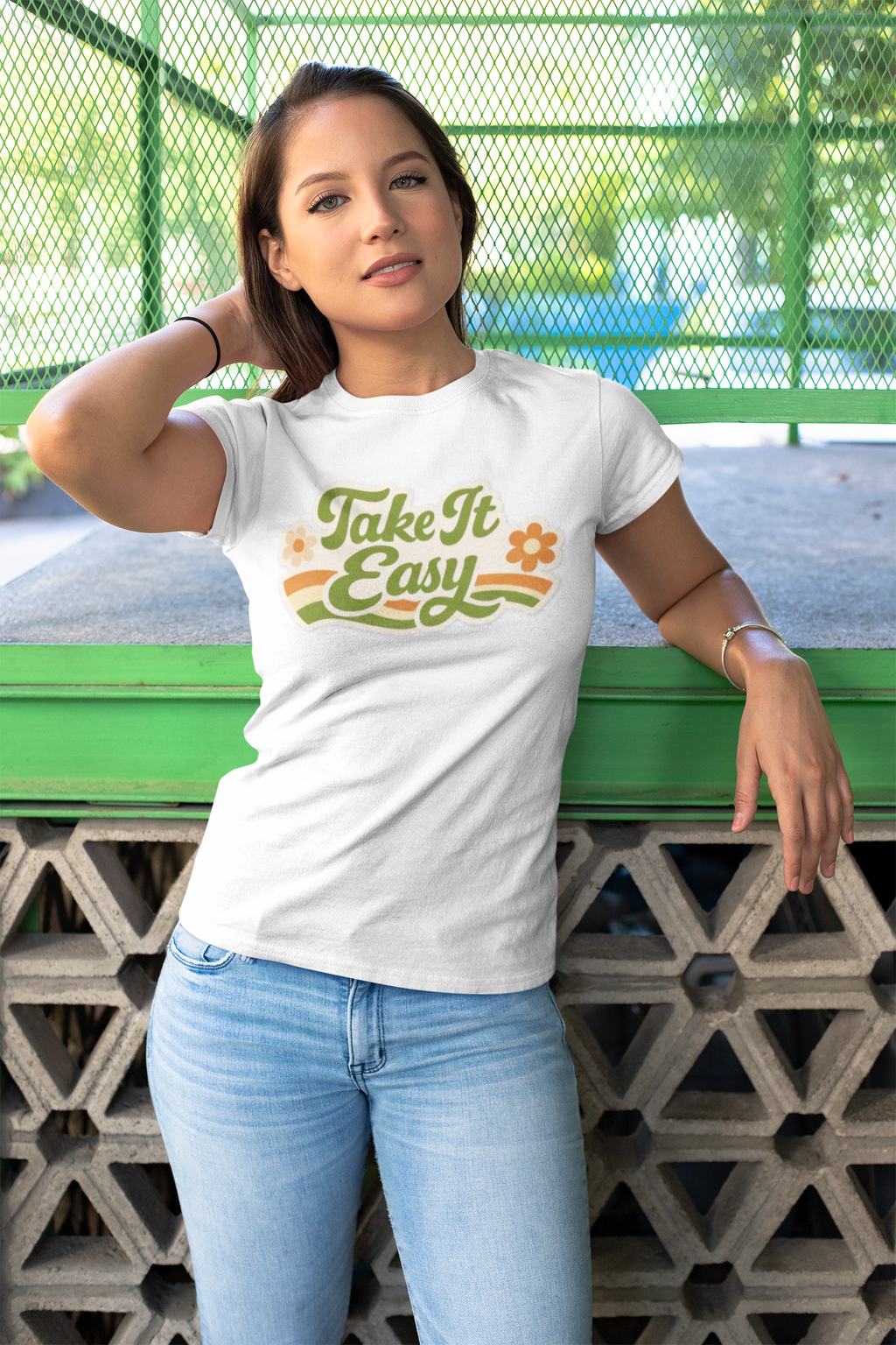 Take It Easy Floral Tee — Retro 70s Vibe Women's T-Shirt