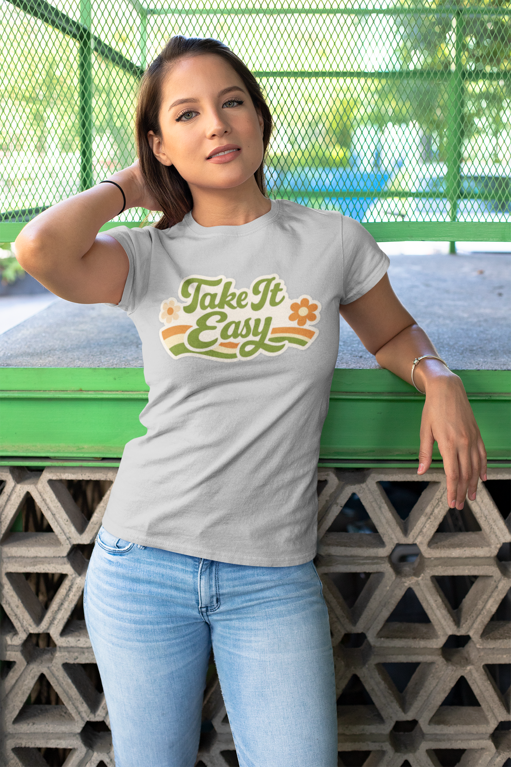 Take It Easy Floral Tee — Retro 70s Vibe Women's T-Shirt