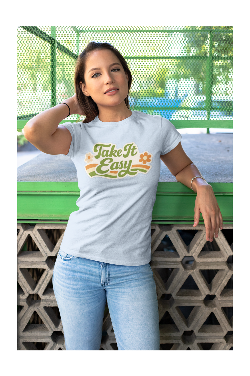 Take It Easy Floral Tee — Retro 70s Vibe Women's T-Shirt