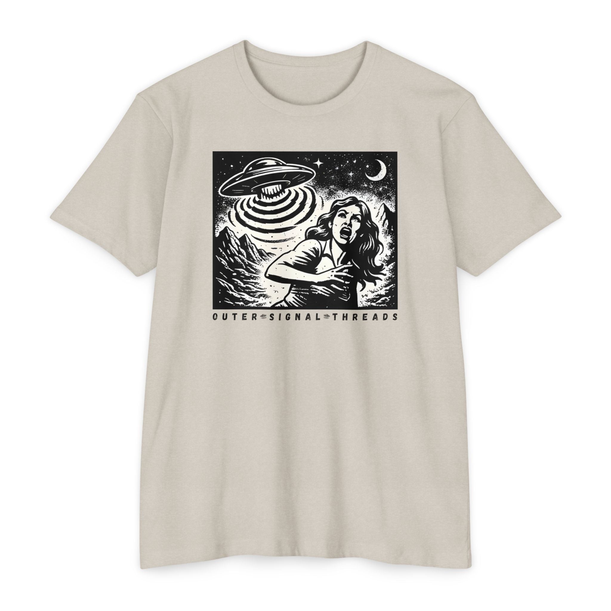 Alien Abduction Graphic T-Shirt — Retro Horror UFO Design