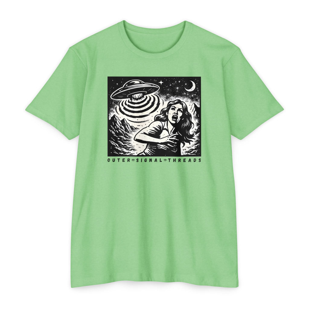 Alien Abduction Graphic T-Shirt — Retro Horror UFO Design