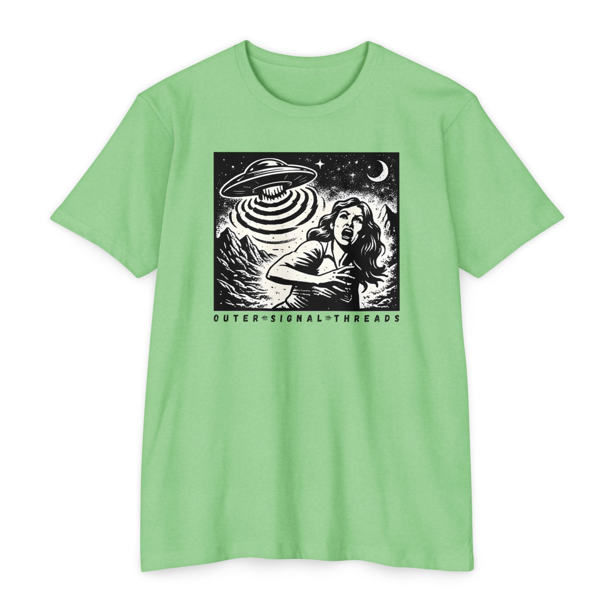 Alien Abduction Graphic T-Shirt — Retro Horror UFO Design