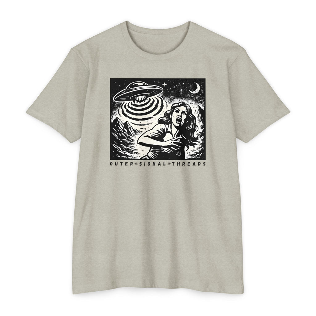 Alien Abduction Graphic T-Shirt — Retro Horror UFO Design