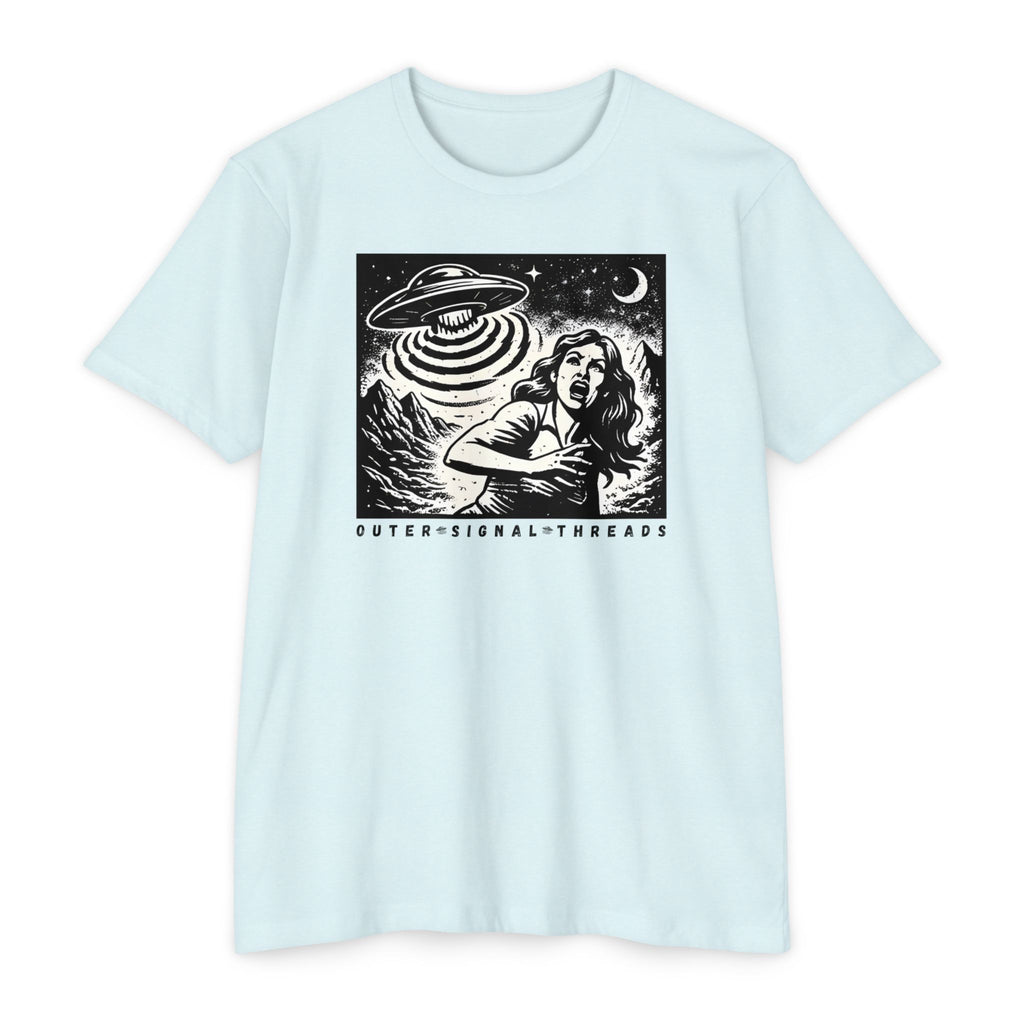 Alien Abduction Graphic T-Shirt — Retro Horror UFO Design