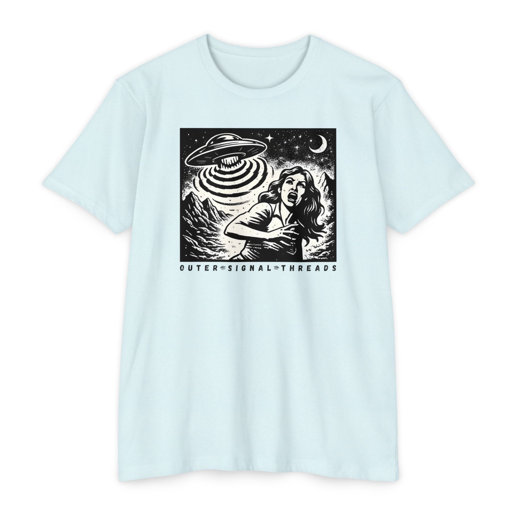 Alien Abduction Graphic T-Shirt — Retro Horror UFO Design
