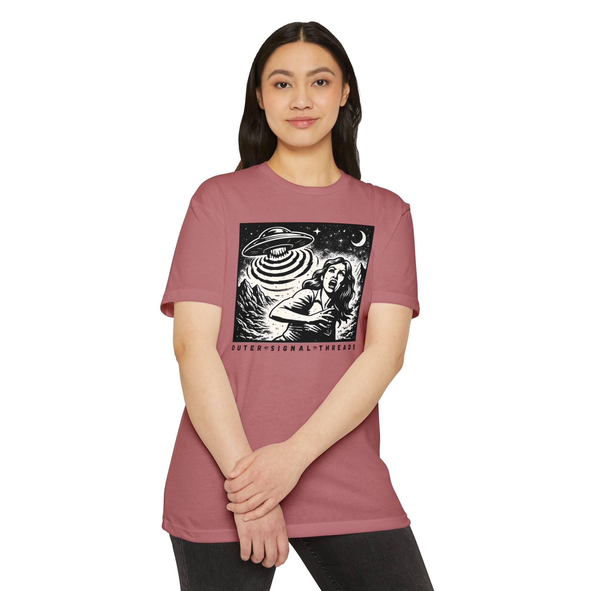 Alien Abduction Graphic T-Shirt — Retro Horror UFO Design