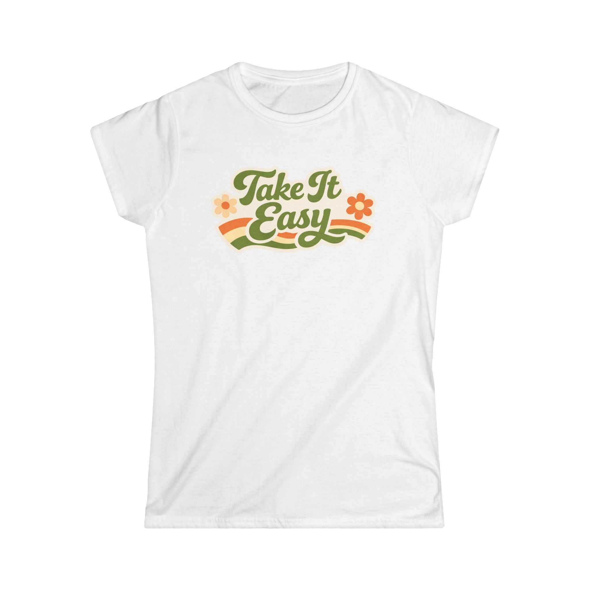 Take It Easy Floral Tee — Retro 70s Vibe Women's T-Shirt