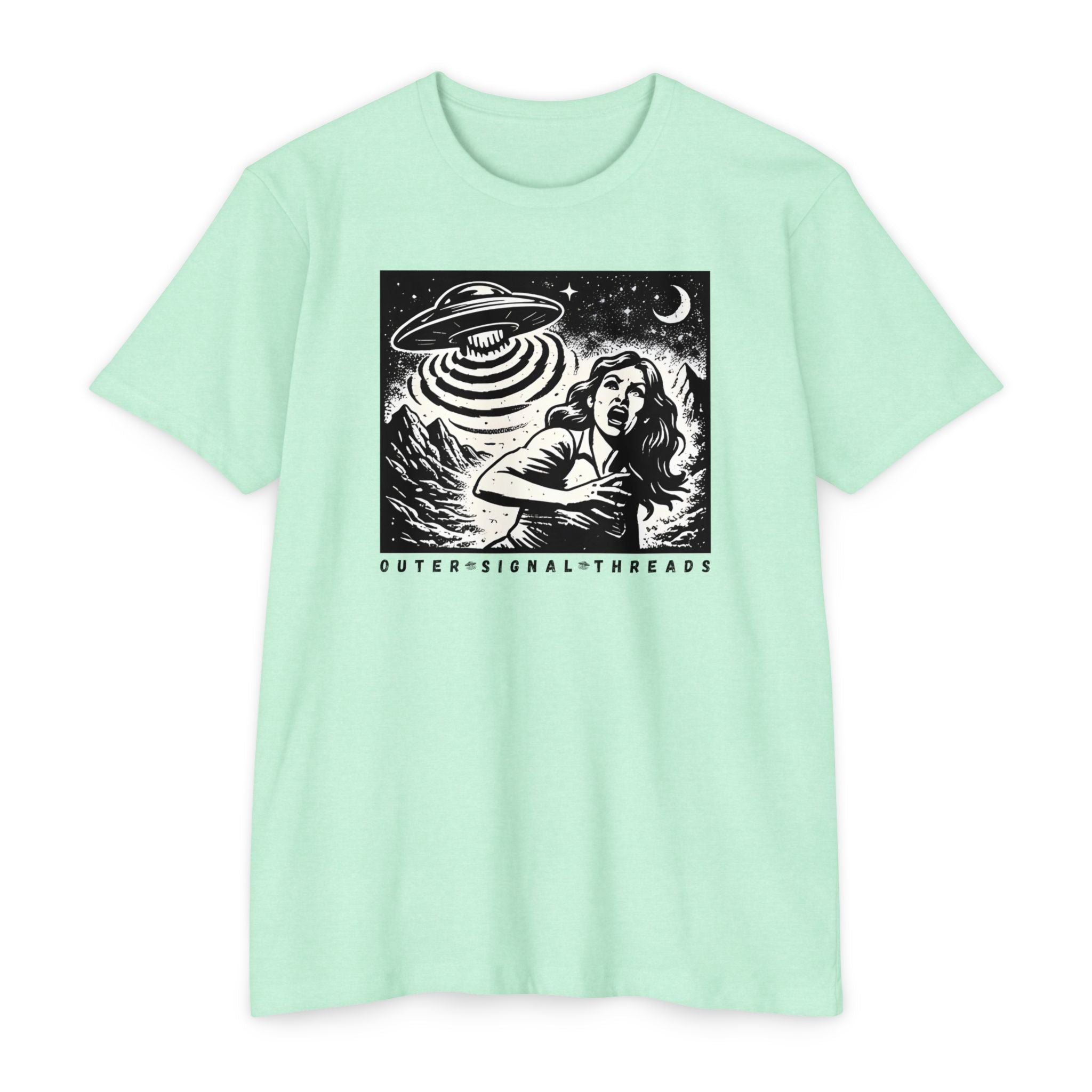 Alien Abduction Graphic T-Shirt — Retro Horror UFO Design
